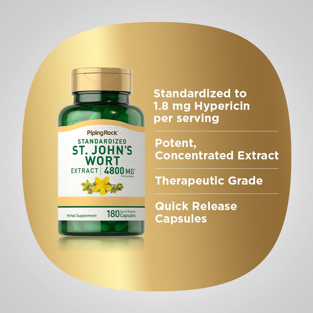 Piping Rock capsules d'Hypericum dans une main, pour une perspective d'usage