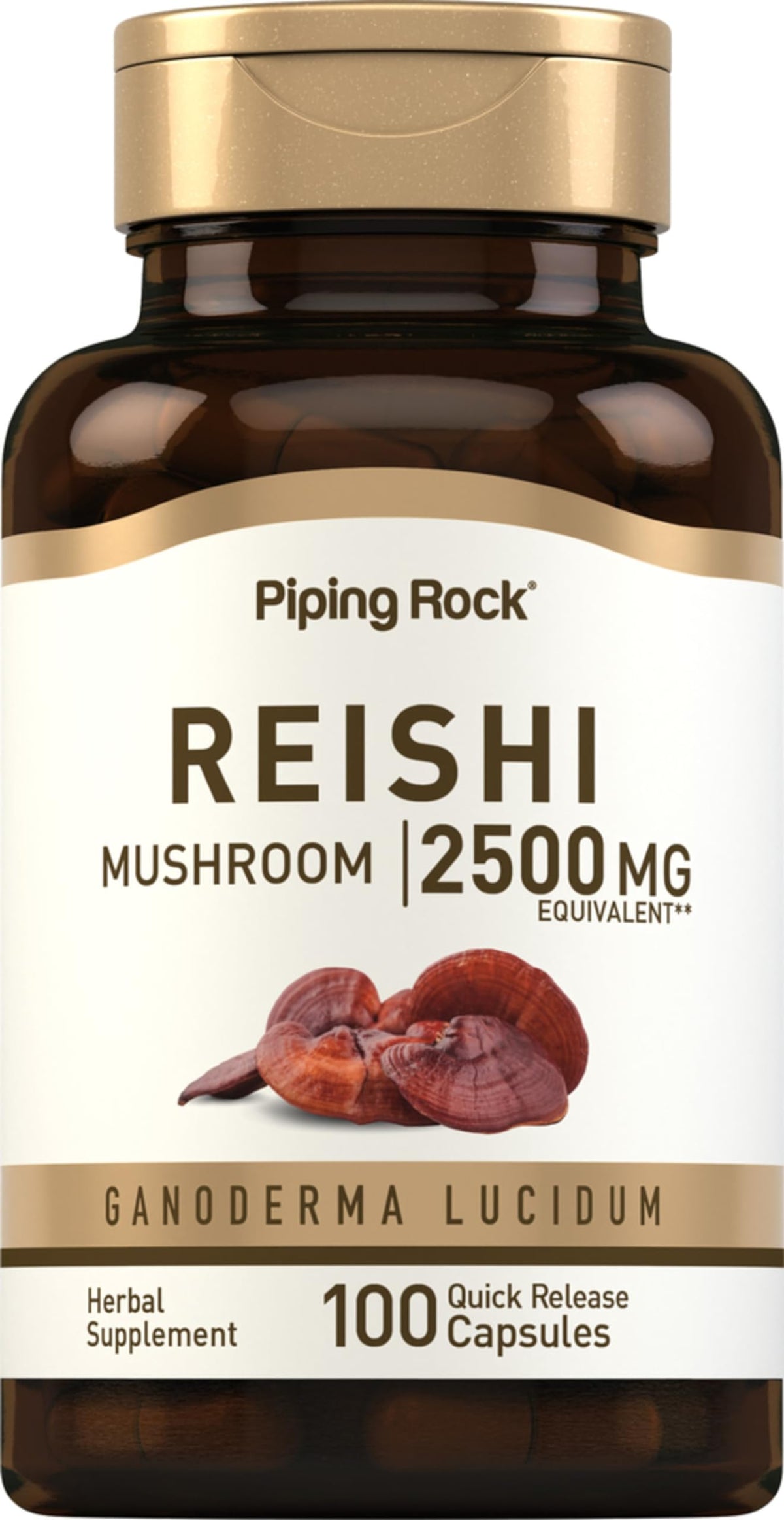 Piping Rock Capsules de Champignon Reishi 100 Gélules vue de face