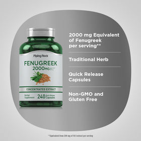 Piping Rock Capsules de Fenugrec 240 gélules ouvertes