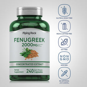 Piping Rock Capsules de Fenugrec 240 gélules sur fond blanc