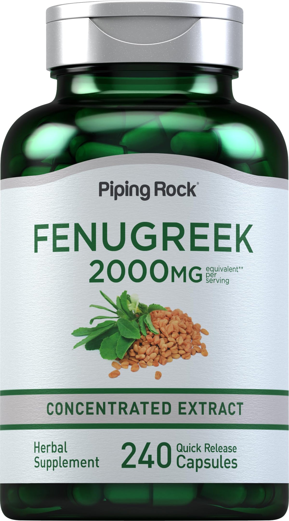Piping Rock Capsules de Fenugrec 240 gélules vue de face