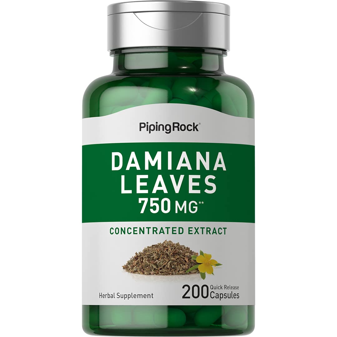 Piping Rock Capsules de Feuille de Damiana 200 gélules vue de face
