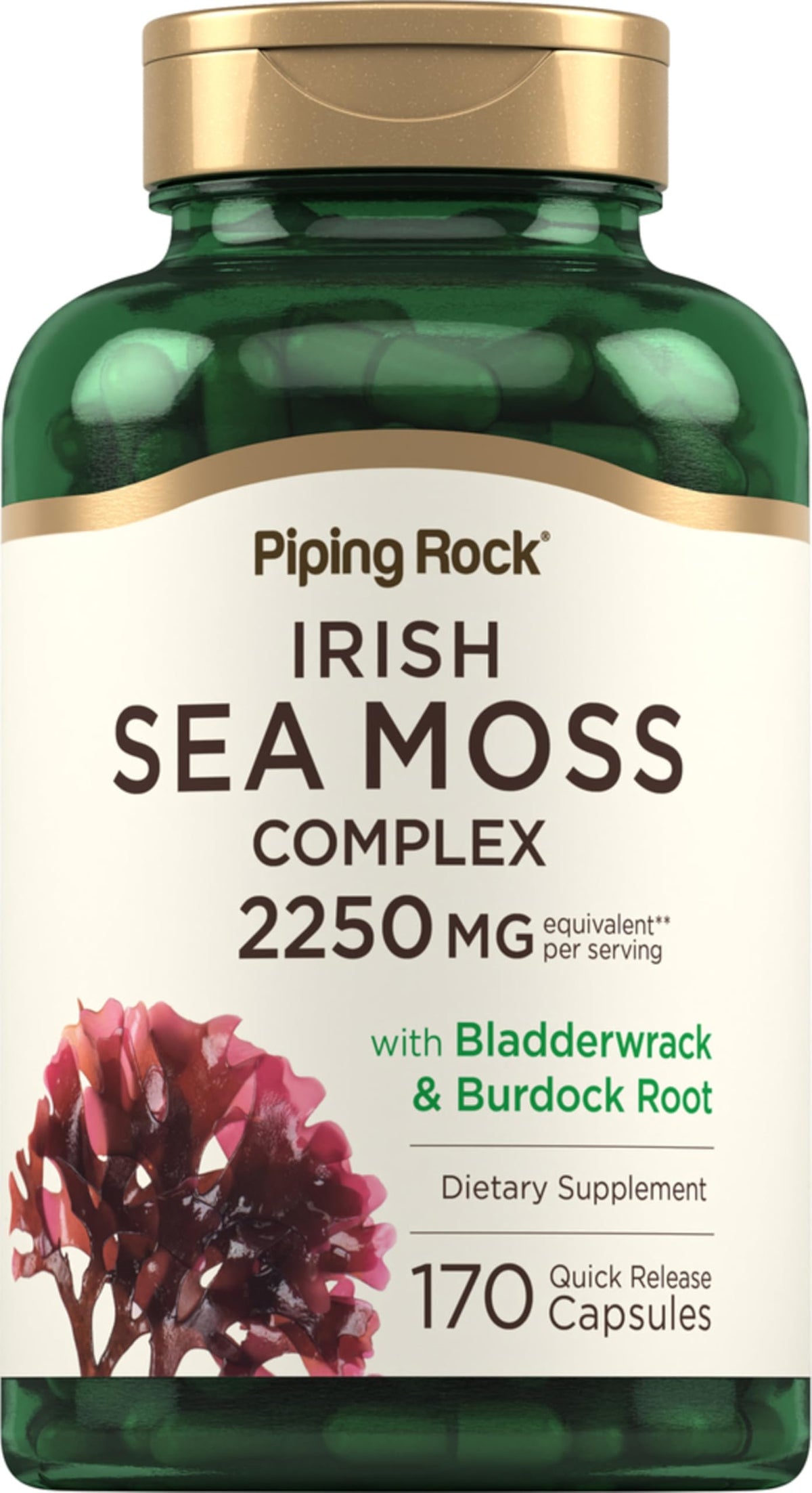 Piping Rock Capsules de Mousse Irlandaise 170 comprimés vue de face