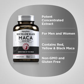 Piping Rock Capsules de racine de maca gélules isolées sur fond blanc