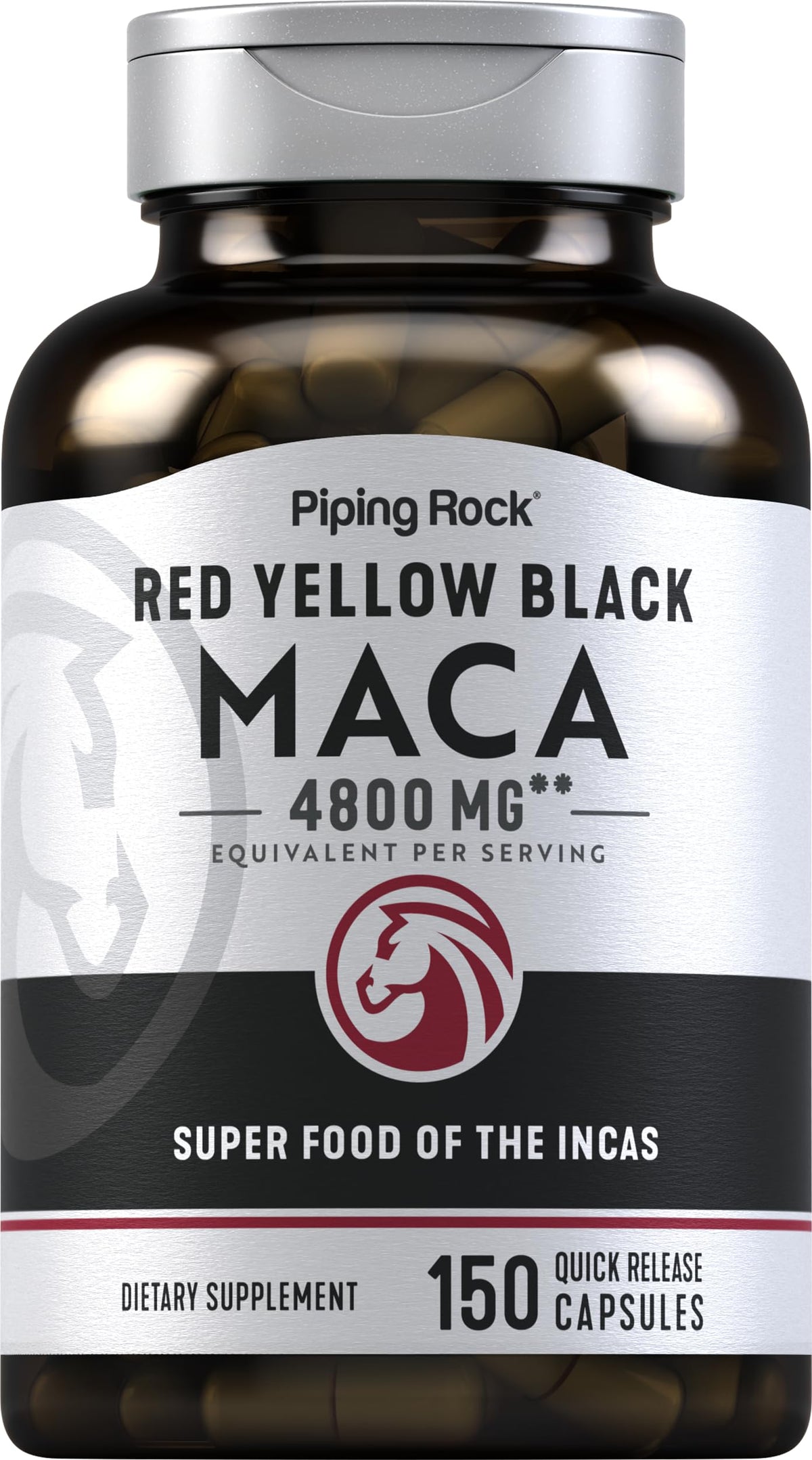 Piping Rock Capsules de racine de maca vue avant avec étiquette