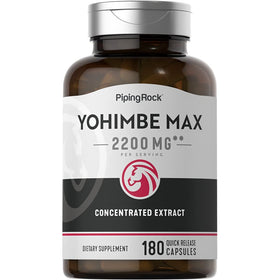 Piping Rock Capsules de Yohimbe 180 devant de l'emballage