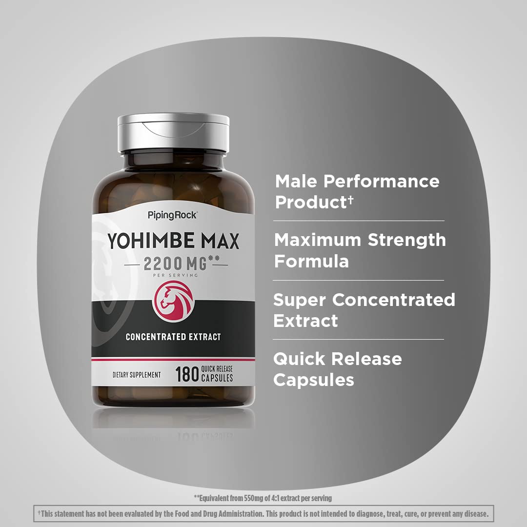 Piping Rock Capsules de Yohimbe 180 en gros plan