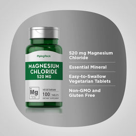 Piping Rock Chlorure de Magnésium 520 mg, vue arrière de l'emballage