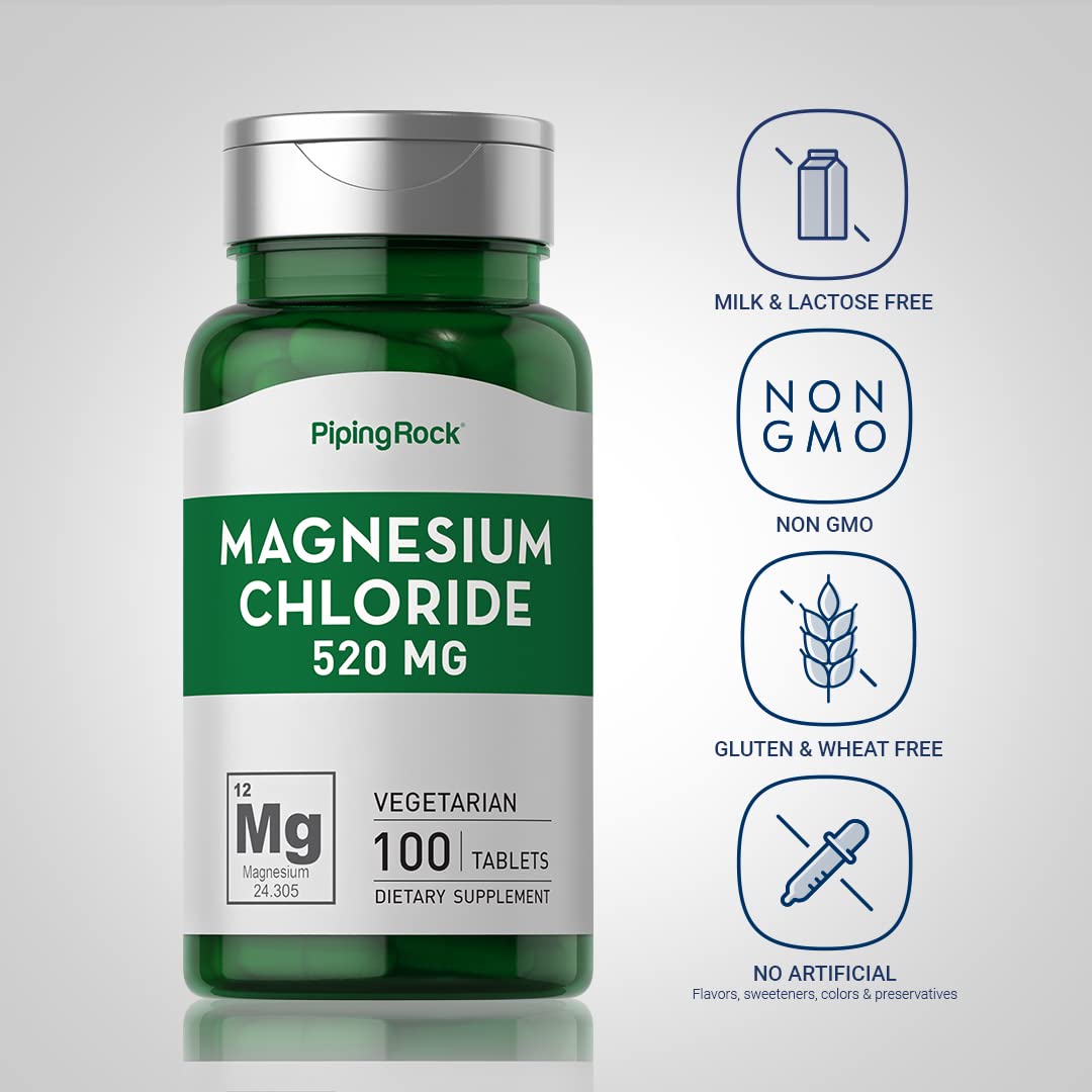Piping Rock Chlorure de Magnésium comprimés végétariens, côté