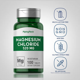 Piping Rock Chlorure de Magnésium comprimés végétariens, côté