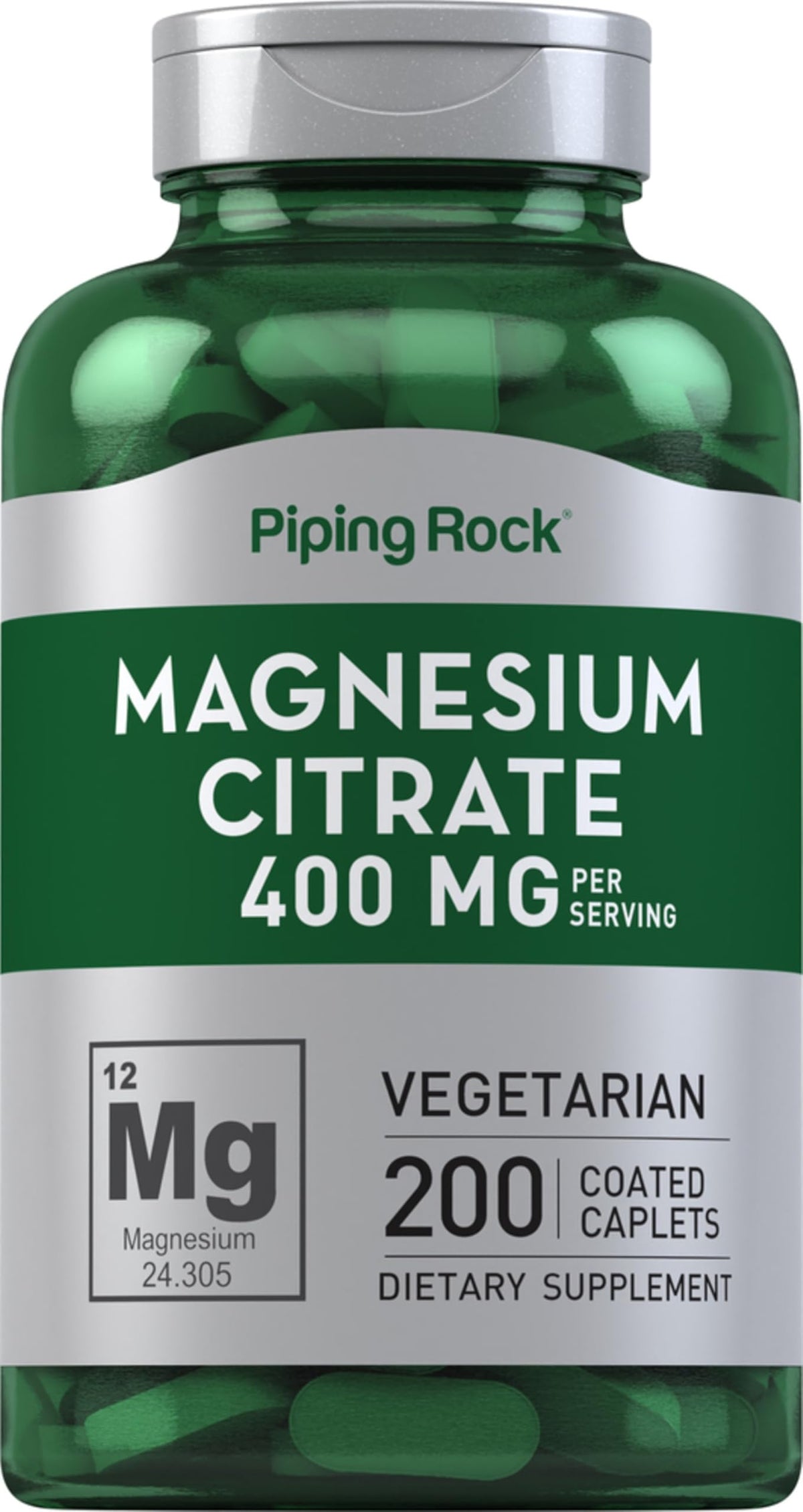 Piping Rock Citrate de Magnésium 400 mg, vue de face