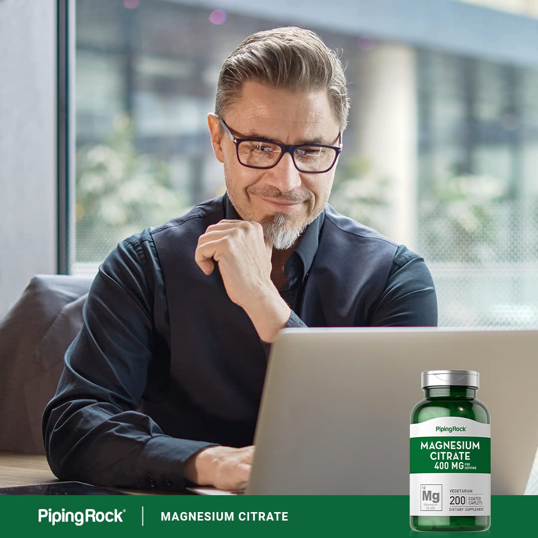 Piping Rock Citrate de Magnésium 400 mg, vue de l'arrière de l'emballage