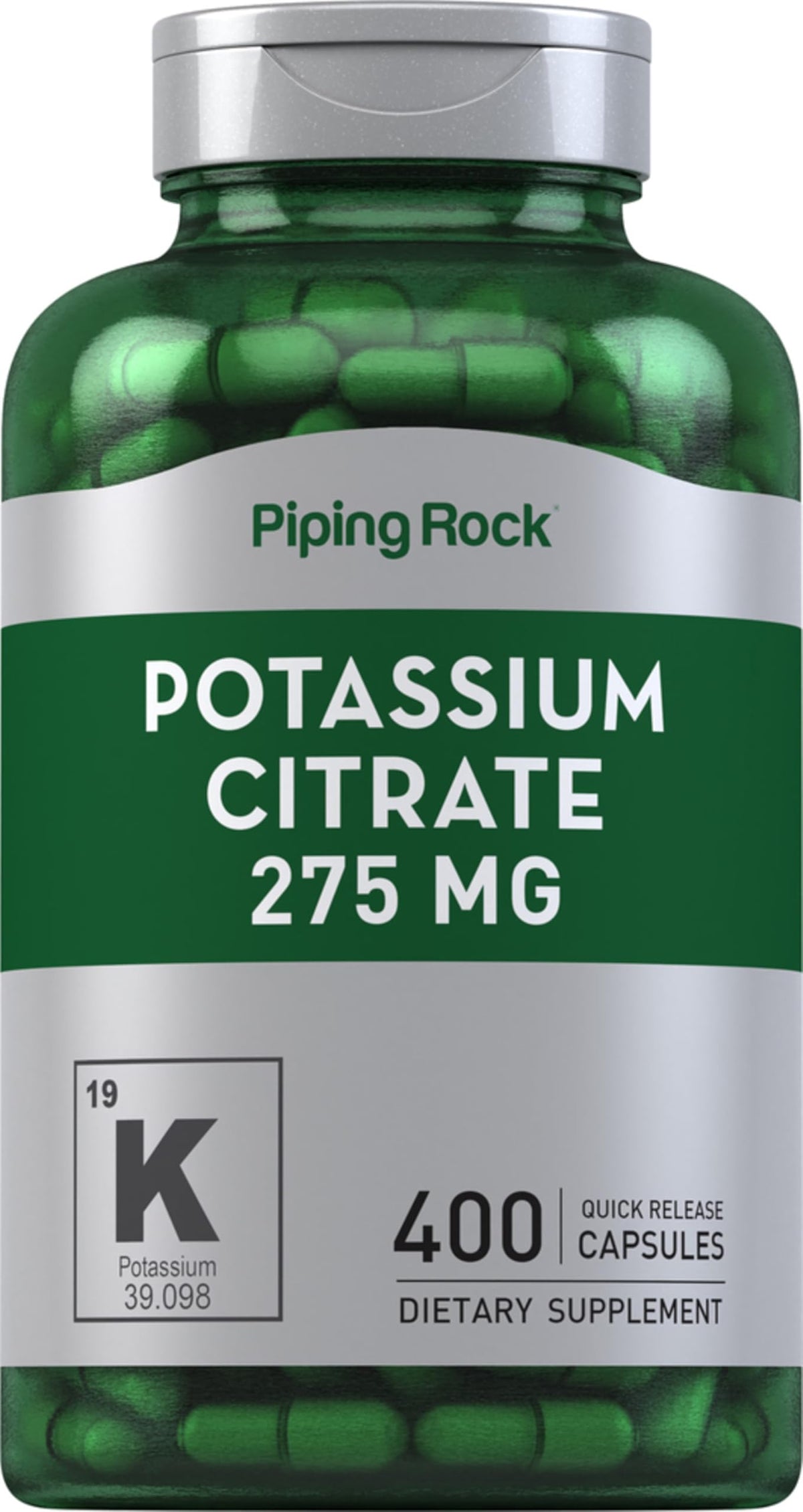 Piping Rock Citrate de Potassium 275 mg boîte avec 400 capsules
