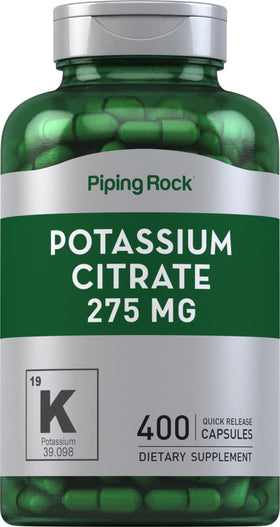 Piping Rock Citrate de Potassium 275 mg boîte avec 400 capsules