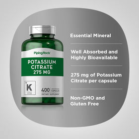 Piping Rock Citrate de Potassium 275 mg étiquette de produit