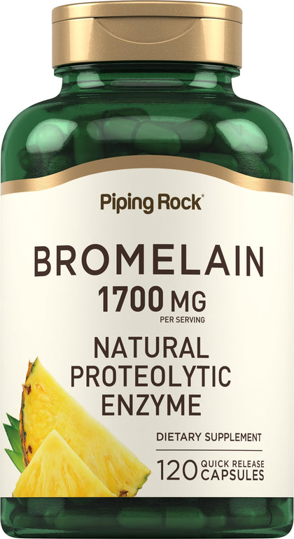 Piping Rock Complément Alimentaire Bromélaïne 1700 mg - 120 Capsules vue de face