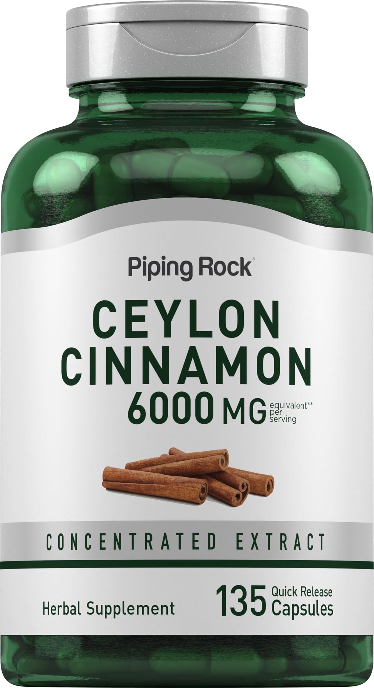 Piping Rock Complément Alimentaire Cannelle Ceylan 135 Capsules vue de face