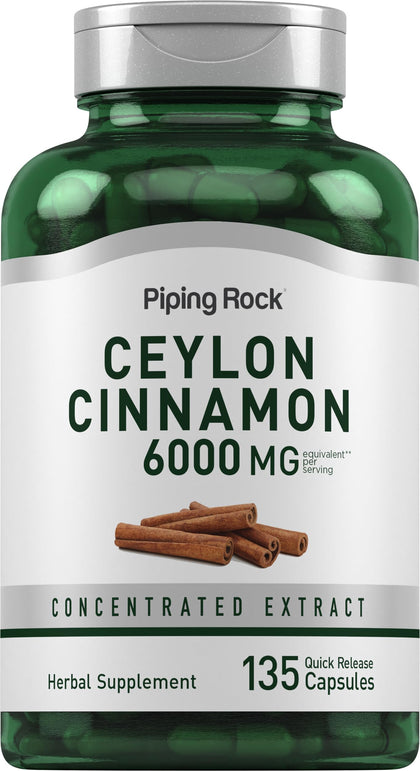 Piping Rock Complément Alimentaire Cannelle Ceylan 135 Capsules vue de face