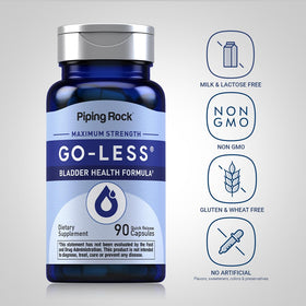 Piping Rock Complément Alimentaire Contrôle Vésical 90 Capsules avec le flacon ouvert