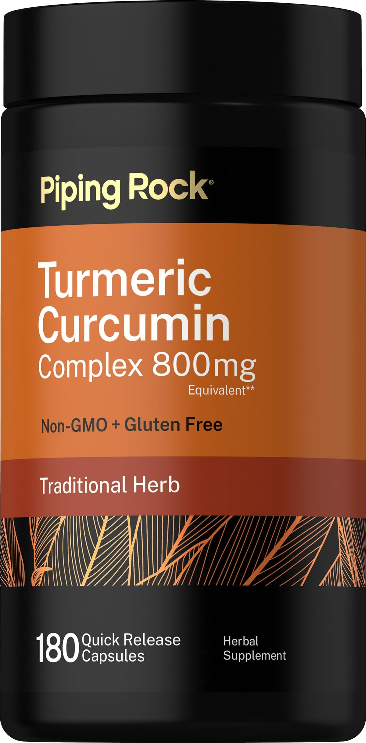 Piping Rock Complément Alimentaire Curcuma 180 gélules vue de face
