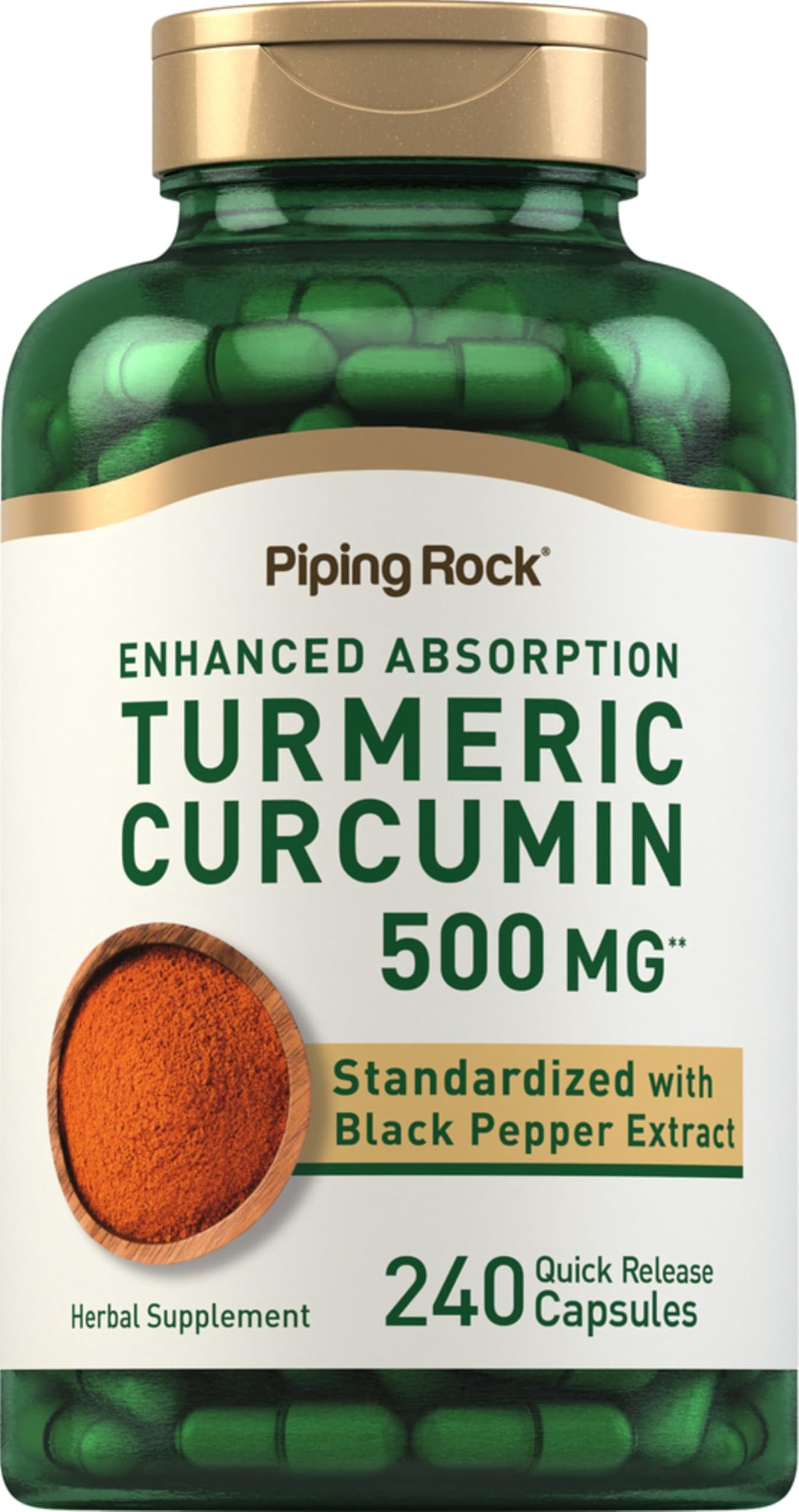 Piping Rock Complément Alimentaire Curcuma 240 Capsules vue avant