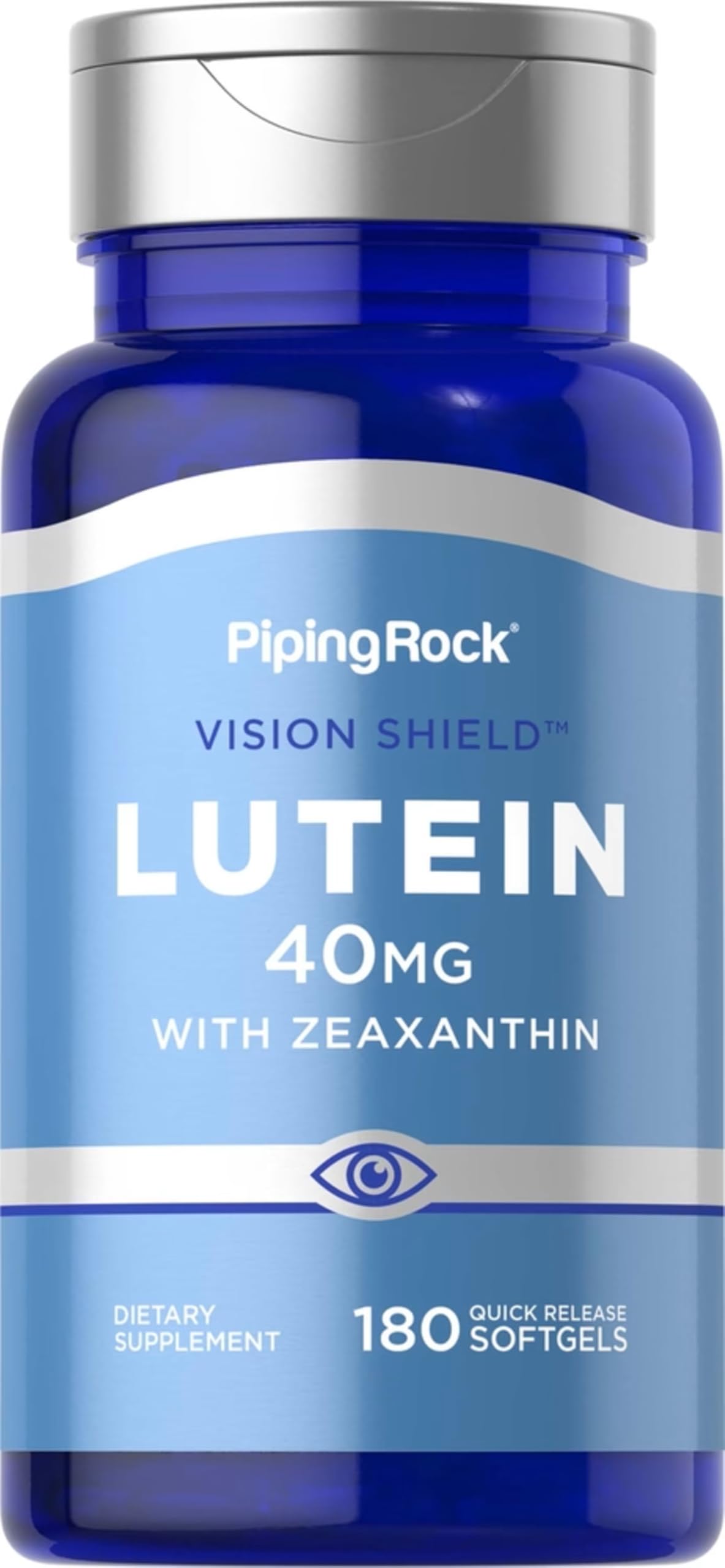 Piping Rock Complément Alimentaire Luthéine et Zéaxanthine 40 mg, vue avant du flacon