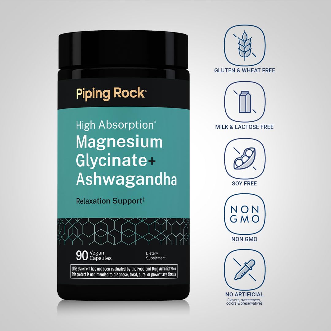 Piping Rock Complément Alimentaire Magnésium Glycinate 120 mg - Détails des capsules
