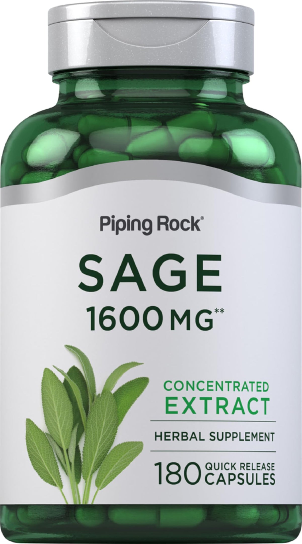 Piping Rock Complément Alimentaire Sauge 180 Capsules vue de face