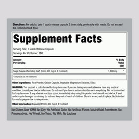 Piping Rock Complément Alimentaire Sauge contenant 180 capsules