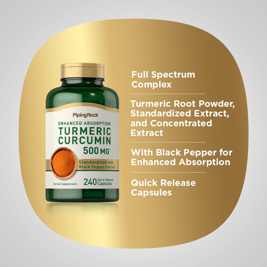 Piping Rock Complément Curcuma capsules ouvertes