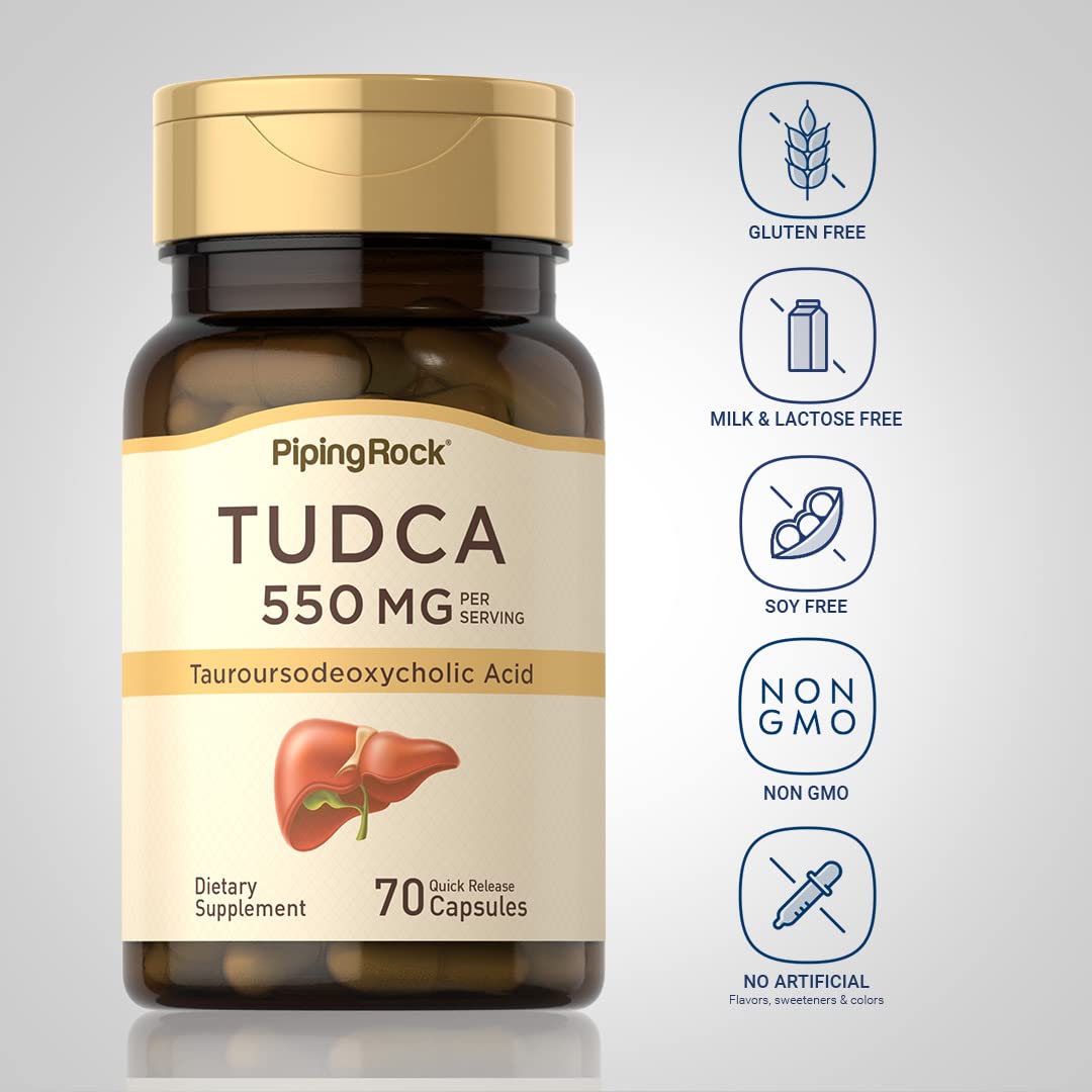 Piping Rock Complément Tudca 550mg 70 Capsules sur fond blanc