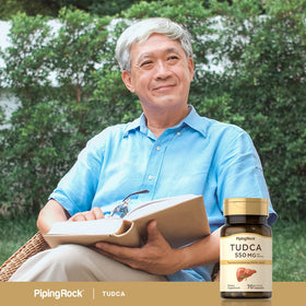 Piping Rock Complément Tudca 550mg 70 Capsules sur une table en bois