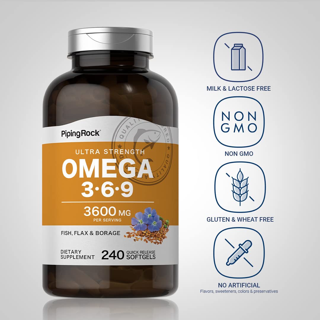 Piping Rock Compléments Alimentaires Omega 3 6 9 3600mg arrière