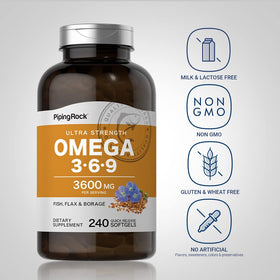 Piping Rock Compléments Alimentaires Omega 3 6 9 3600mg arrière