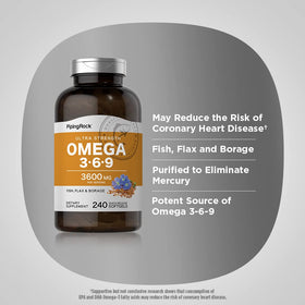 Piping Rock Compléments Alimentaires Omega 3 6 9 3600mg contenu en capsules