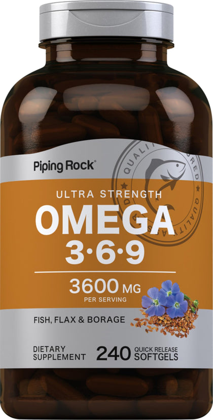 Piping Rock Compléments Alimentaires Omega 3 6 9 3600mg vue de face