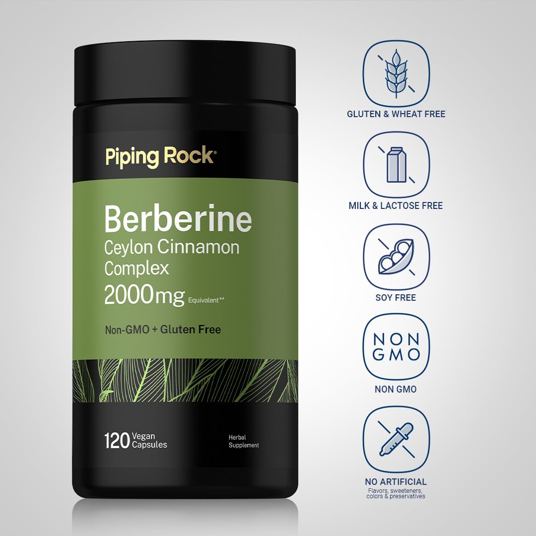 Piping Rock Complex Berbérine HCI Cannelle de Ceylan 120 Capsules arrière