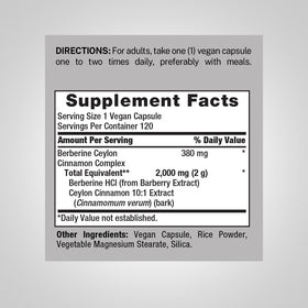 Piping Rock Complex Berbérine HCI Cannelle de Ceylan 120 Capsules côté