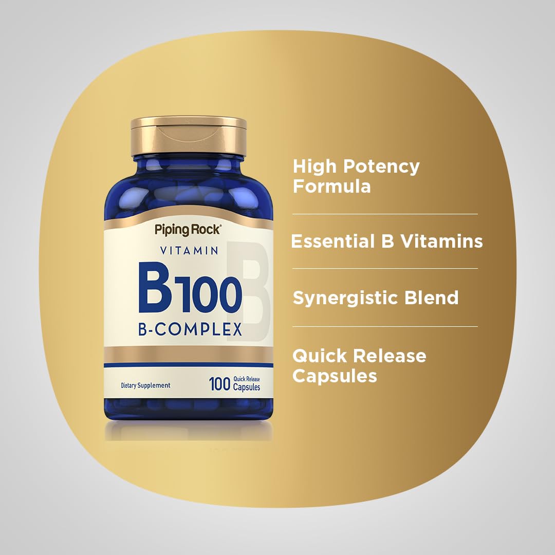 Piping Rock Complexe de Vitamines B100 100 Capsules avec étiquette