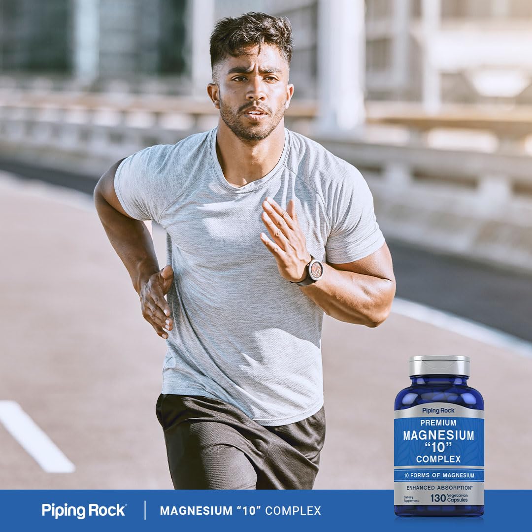 Piping Rock Complexe Magnésium 10-en-1 130 capsules avec des ingrédients naturels