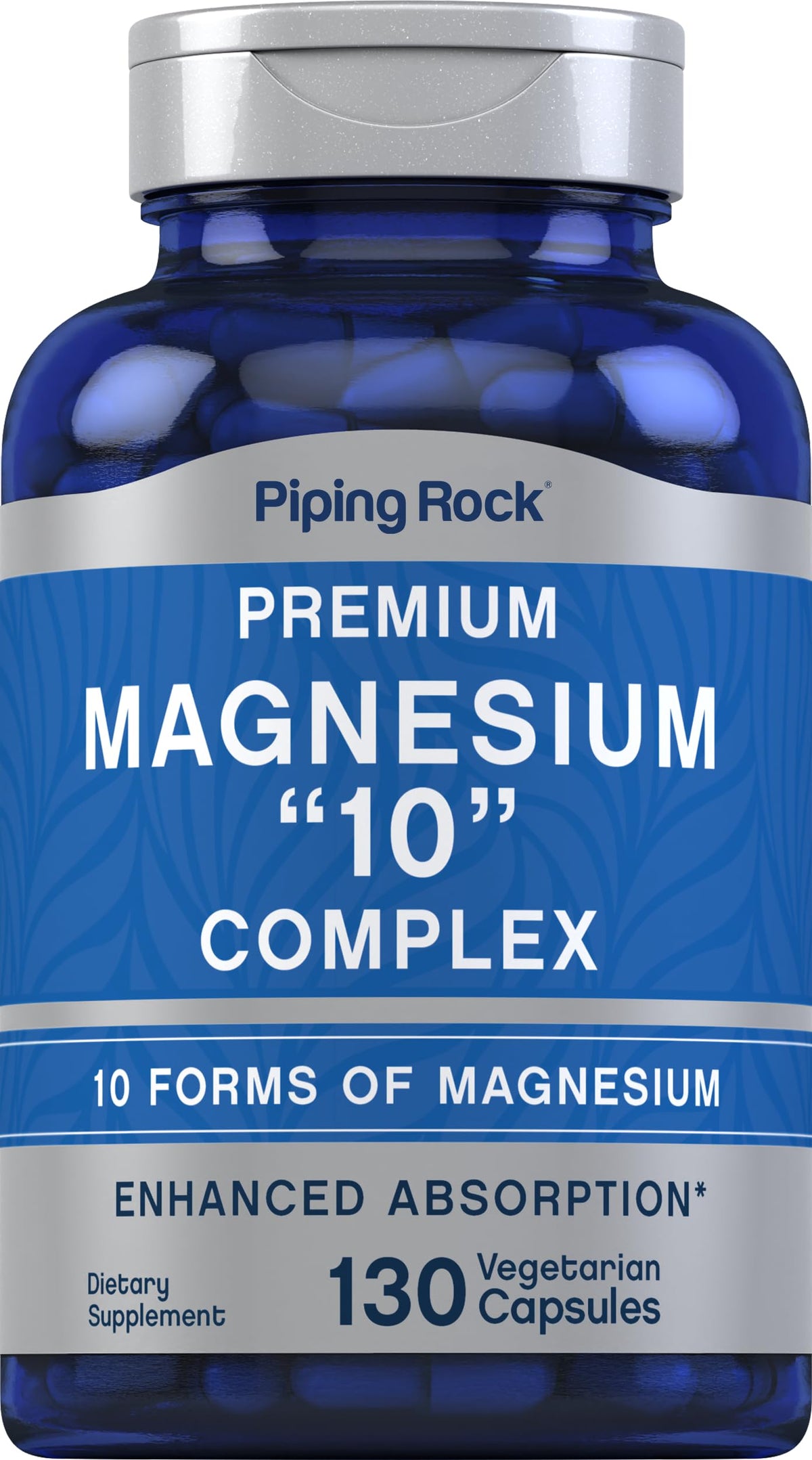 Piping Rock Complexe Magnésium 10-en-1 130 capsules vue de face