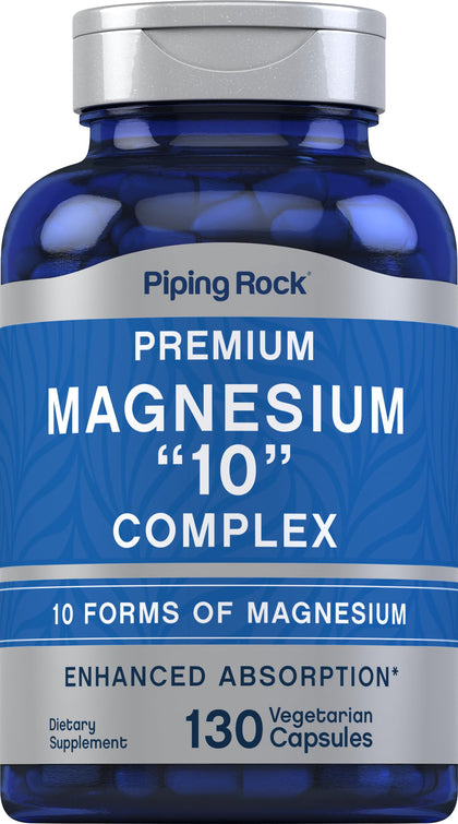 Piping Rock Complexe Magnésium 10-en-1 130 capsules vue de face