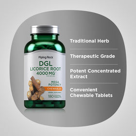 Piping Rock Comprimés à Mâcher de Réglisse DGL 180 Comprimés dosage