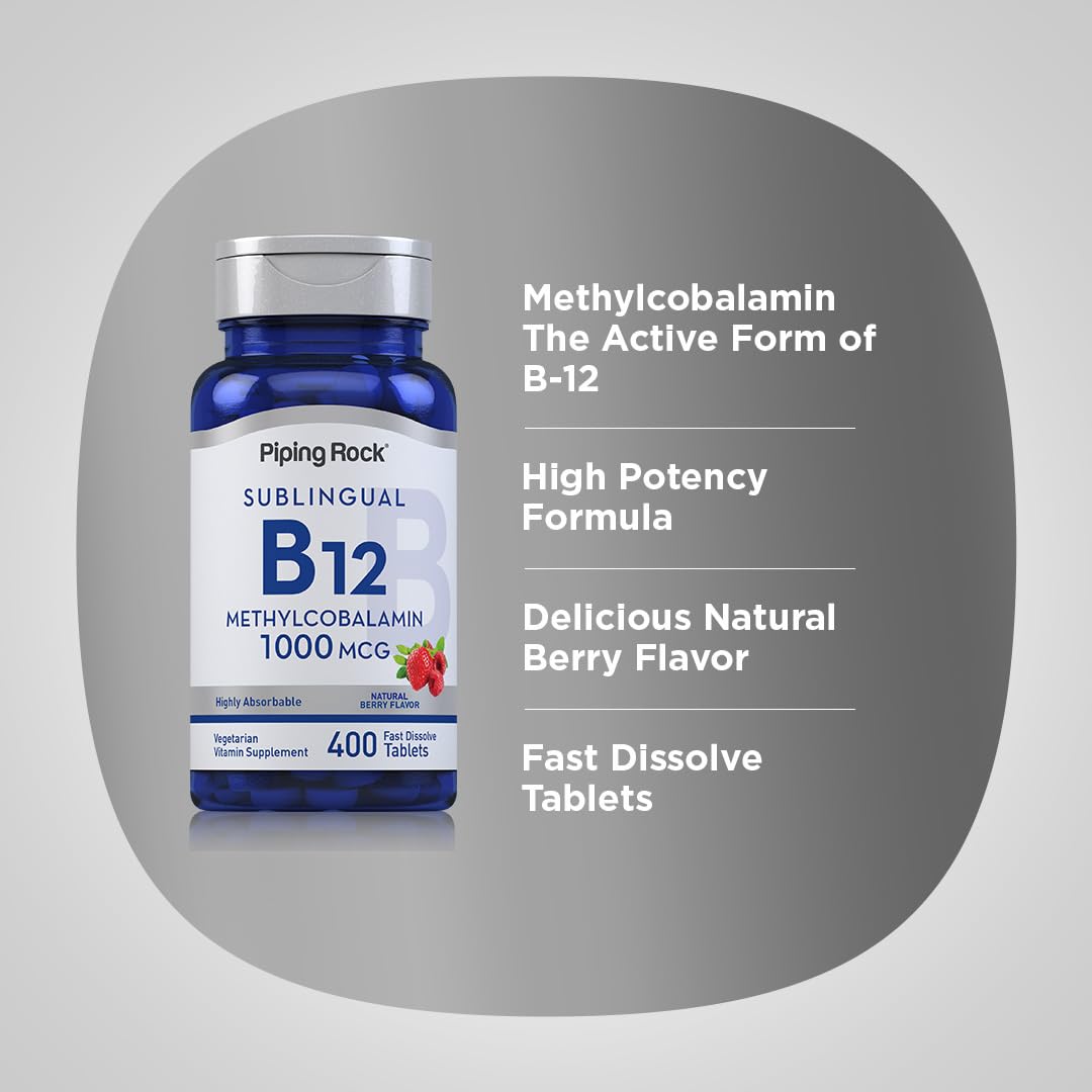 Piping Rock comprimés sublinguaux de vitamine B12 sur une table