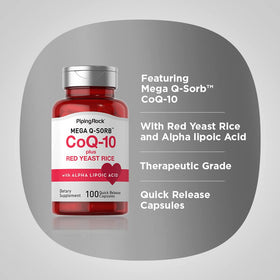Piping Rock CoQ10 120mg capsules sur fond blanc