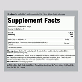 Piping Rock CoQ10 200mg gélules molles, emballage arrière
