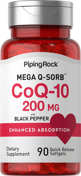 Piping Rock CoQ10 200mg gélules molles, vue de face