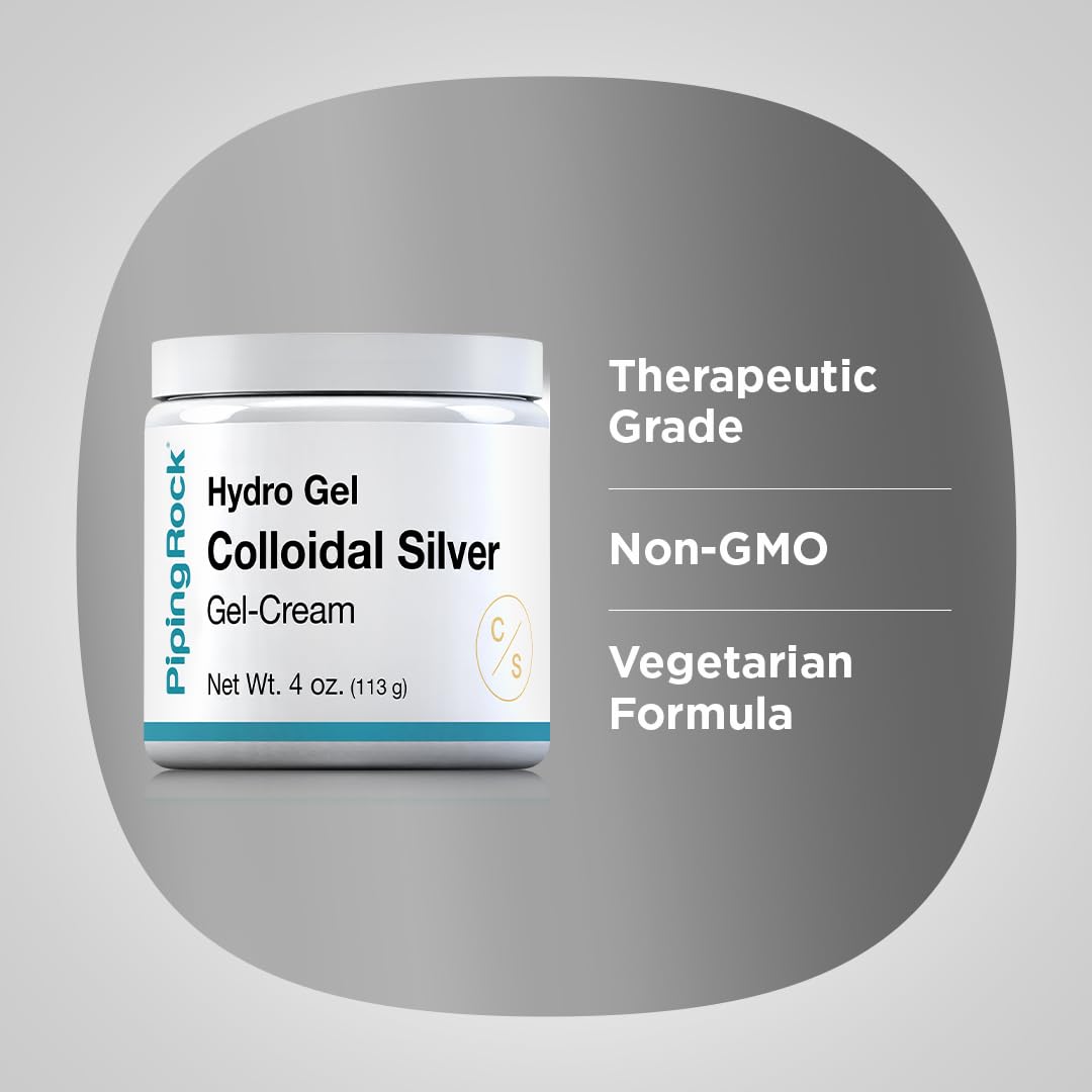 Piping Rock Crème de Silice Colloïdale 4 oz texture hydrogélifiée sur une main