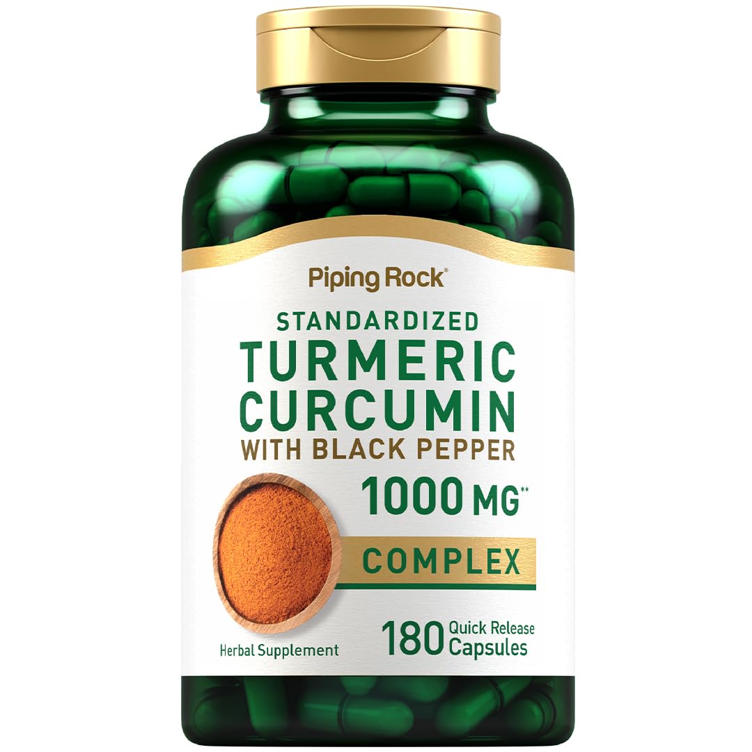 Piping Rock Curcuma Curcumin 180 Capsules vue de face