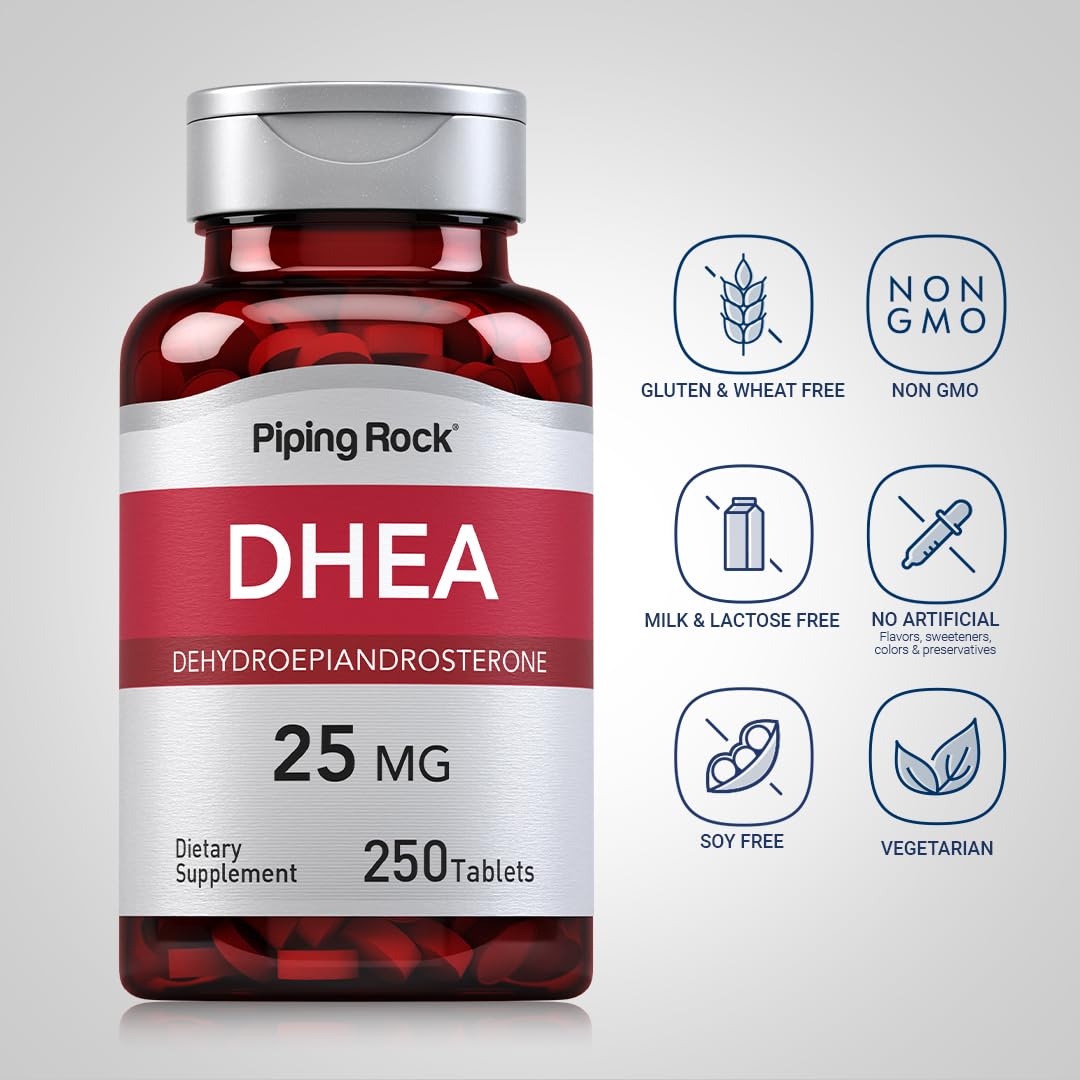 Piping Rock DHEA comprimés sur une table
